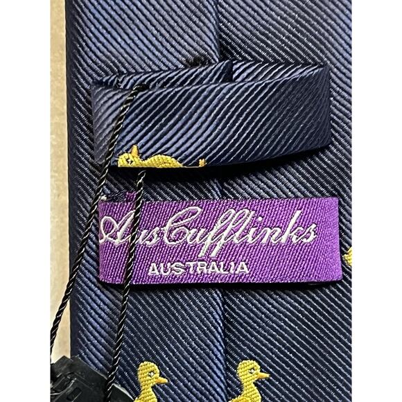 Aus‎ Cufflinks Australia Hand Stitched Navy Blue w Yellow Ducks Mens Neck Tie - Picture 4 of 8